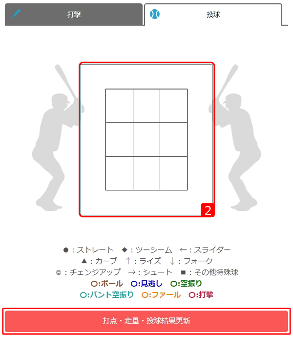 投球入力画面