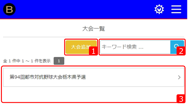 大会管理　一覧